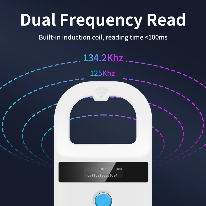 Imagem -04 - Handheld Animal Scanner com Bluetooth Pet id Reader Pet Chip Detector Rfid Spp Modo Hid 134.2khz 125khz