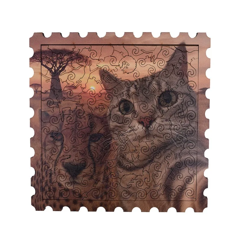 Creative High Difficulty Cat Wooden Jigsaw Puzzle Logical Thinking Training Toy Funny Desktop Decoration Holiday Surprise Gift