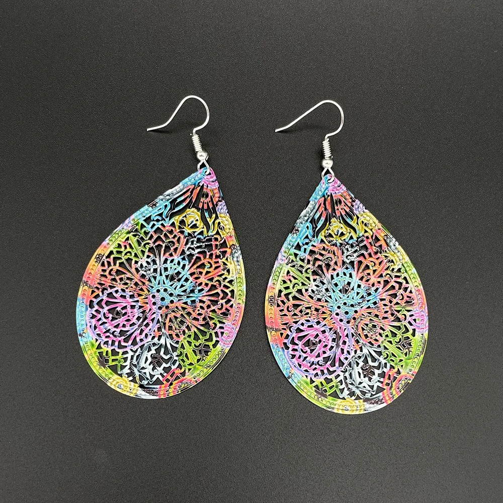 Colorful Painted Water Drop Earrings Light Earrings for Women Fashion
