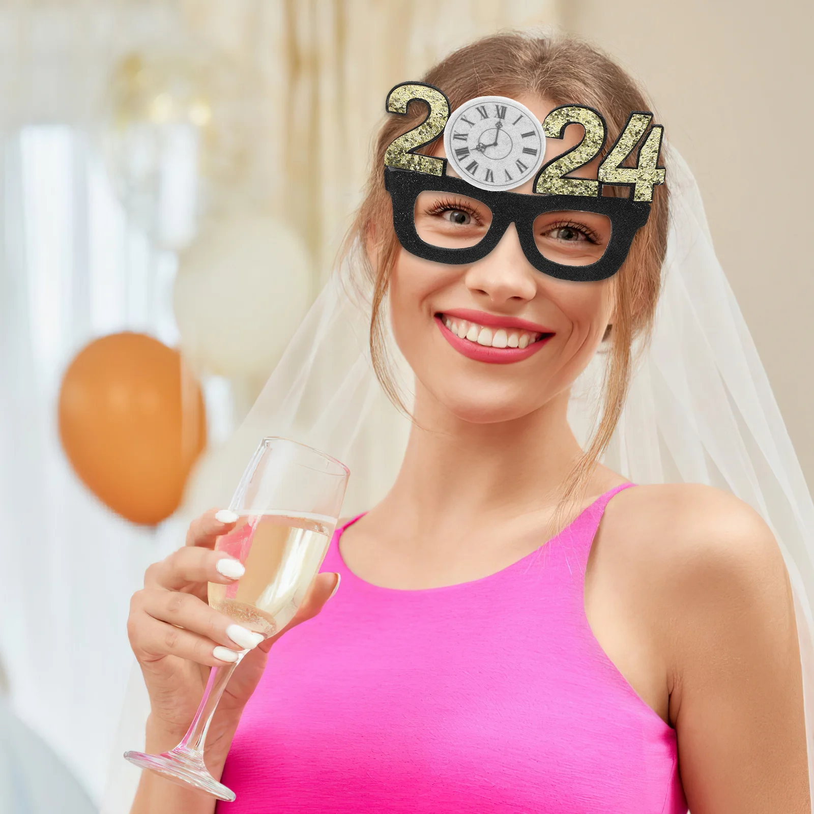 

5Pcs Party Decoration Glasses 2024 New Year Lightweight Sturdy Eyewear Photo Props Fun Celebration Supplies Party Favor