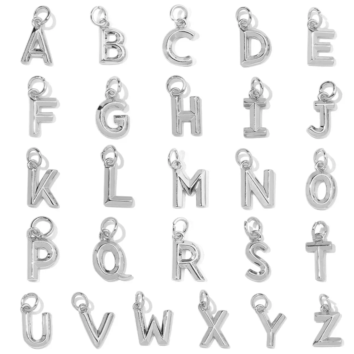 5Pcs/Lot Simplicity High Quality Copper English Letter Name Charms Bracelet Necklace DIY Making Findings Wholesal