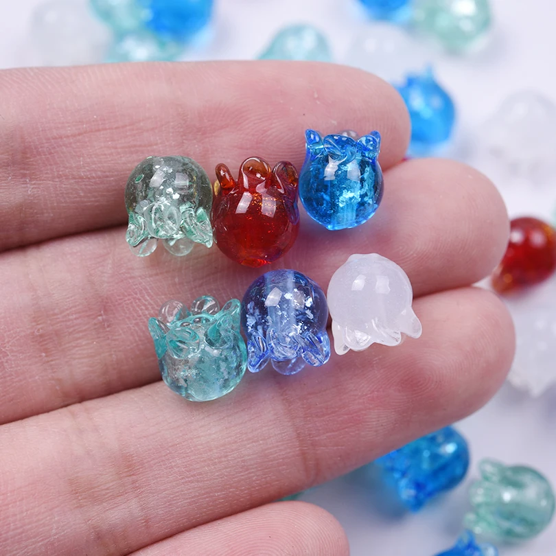 6 sztuk mieszane materiały szklane organizm morski meduza kropla wody koraliki Charms tworzenia biżuterii naszyjnik Diy Piercing wisiorek koralik
