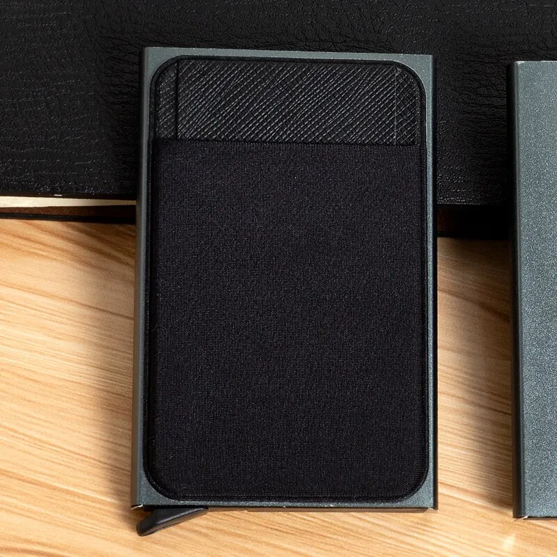 1Pc Szary Aluminiowy Posiadacz Karty Kredytowej RFID Automatyczny Pop-up Bank Card Box Mini Pakiet Samochodowy — zdjęcie 5