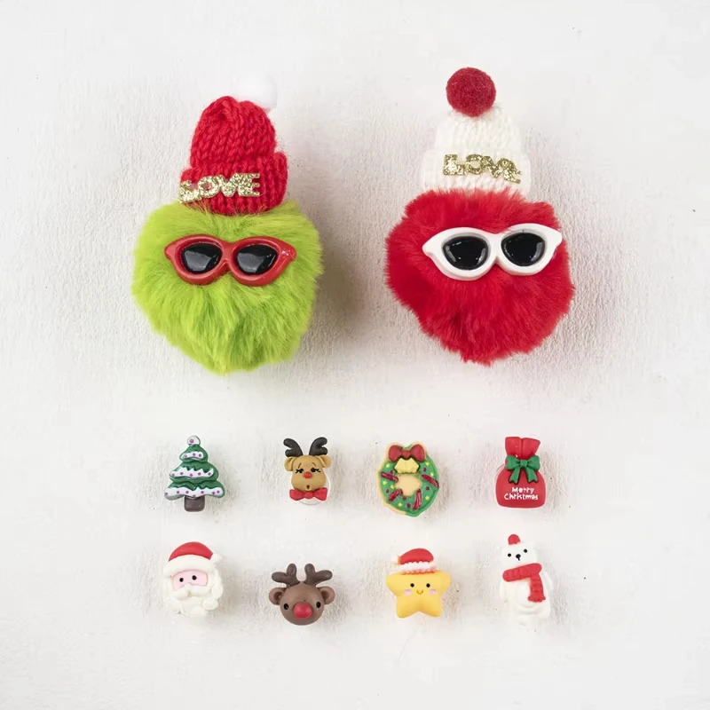 New Christmas Plush Shoe Charms Set  Festive Plush Decoration Accessories for Hole Shoes DIY Accessories Xmas Gifts