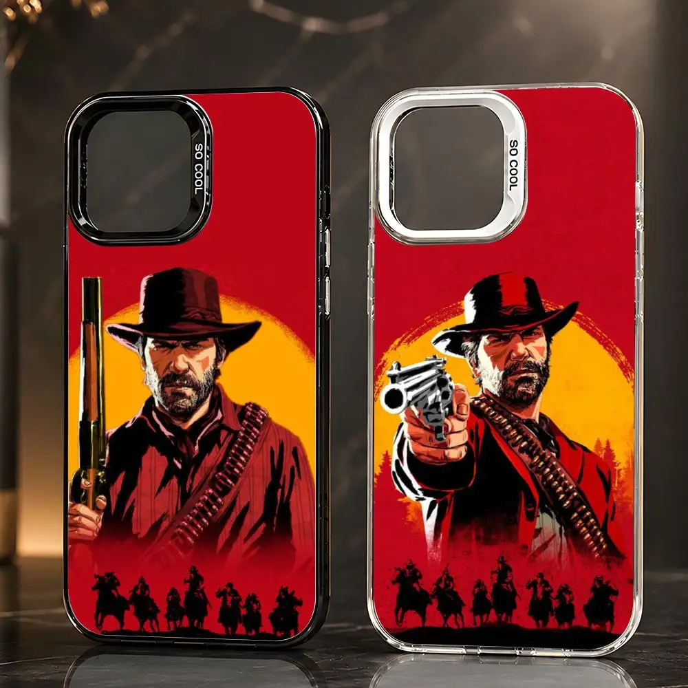 Coque de téléphone Red Dead Game R-Redemption 2, coque protectrice en TPU irisé au toucher doux pour iPhone 11 12 13 14 15 16 17 Pro Max