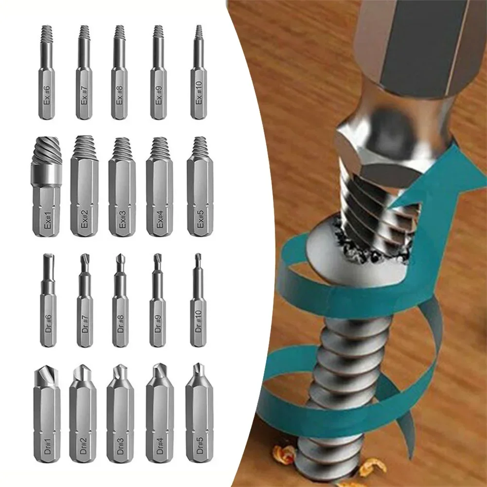 Imagem -02 - Kit Extrator de Parafuso Danificado Brocas Despojado Extrator de Parafuso Quebrado Magnético para Todos os Propósitos mm 6.35 mm 10 Pcs