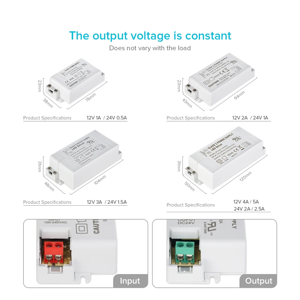 LED ドライバートランス電源 100V 240V AC から 12V 24V DC LED