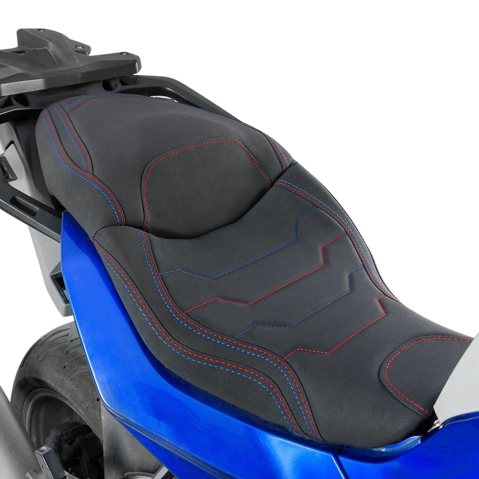WOLFLINE Einteiliges Sitzkissen für BMW S1000XR 2020-2024 & M1000XR 2024-2026 Komfortabler 2-Sitzer-Fahrer- und Beifahrersitz, integriertes Sattelkissen, tolles Upgrade, bequem für lange Fahrten,