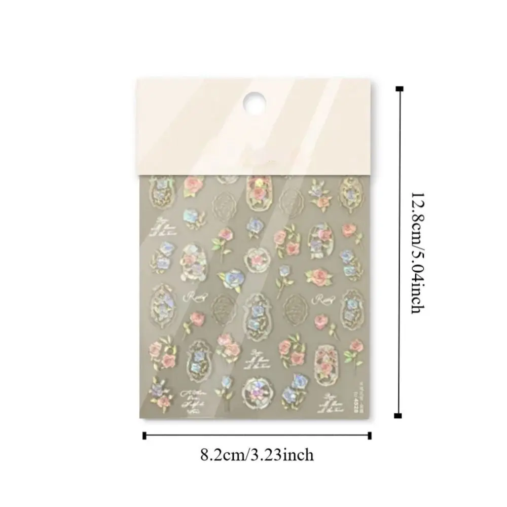 5D Flower Nail Stickers Self Adhesive Embossed Texture Butterfly Nail Art Stickers Nails Decoration Shell Light Nail Stickers