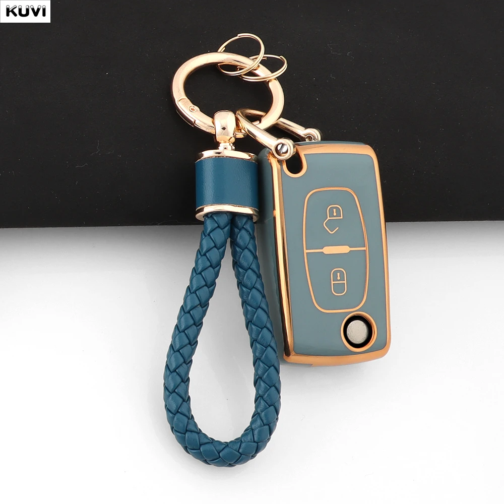 For Peugeot 107 207 307 308 407 607 3008 5008 For Citroen Xsara Picasso C5 C6 C8 TPU 2 Buttons Car Remote Flip Key Case Cover
