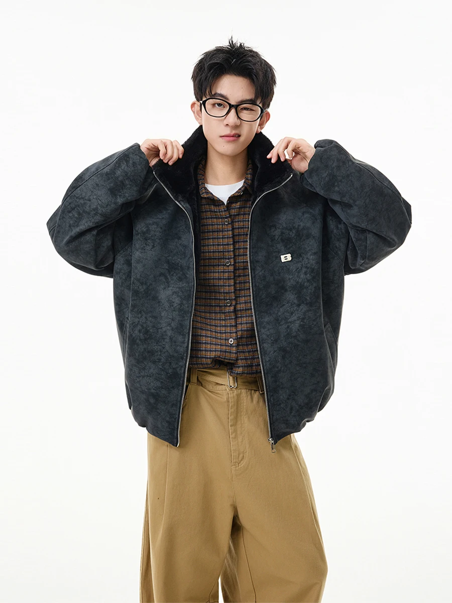 معطف من القطن من Thiened American Sle Rabbit Fur Jaet للرجال والنساء ملابس خارجية شتوية دافئة للدراجات النارية مصنوعة من جلد البولي يوريثان