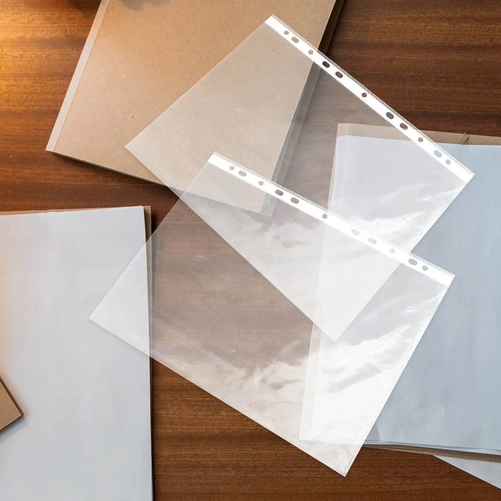 100pcs-clear-page-protectors-for-loose-leaf-binders-pp-plastic-sheet-sleeves-document-organizer-for-office-school-travel-a4-size