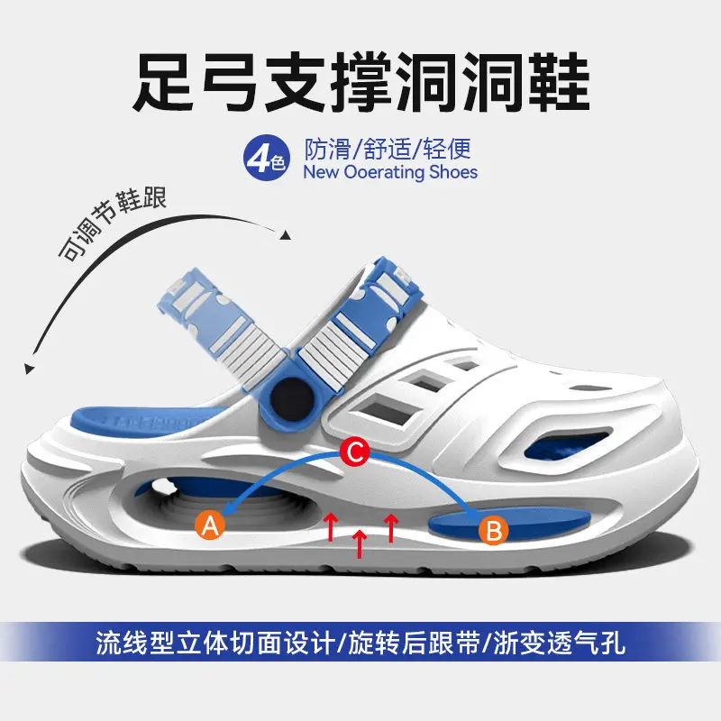 Sommer Herren Outdoor-Slipper mit dicker Sohle, rutschfeste Clog-Schuhe, verschleißfest, geruchsabweisend, zweifach tragbar – Detail 1