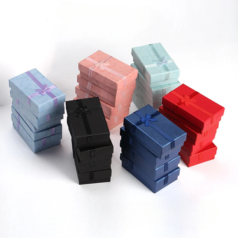 4 Pcs High Quality Paper Ring Necklace Set Jewelry Necklace Earrings Rectangular Display Package Gift Box Organizer 5*8*3cm