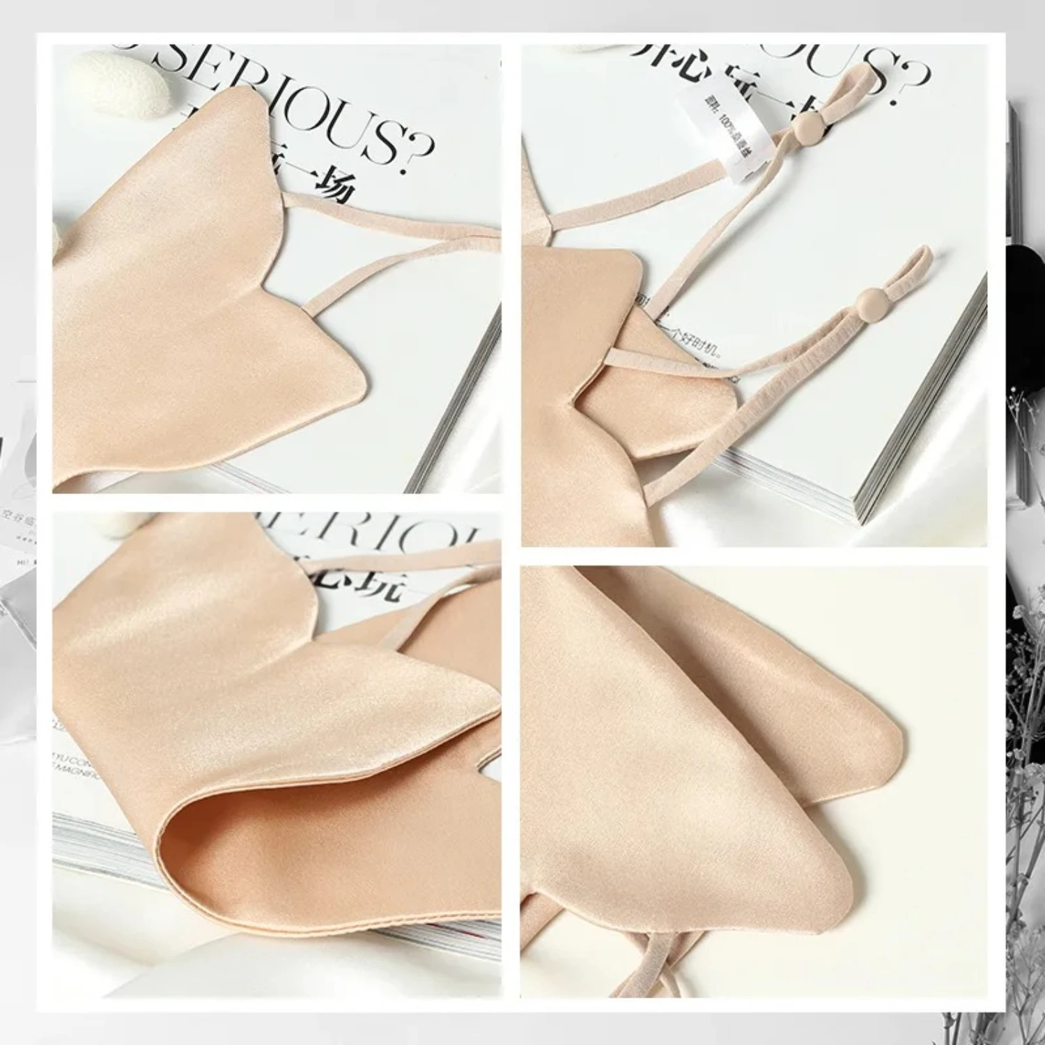 ฤดูร้อนผีเสื้อ Double Silk Eye Mask ผ้าไหมหม่อน 100% Sleep Eye Mask ผู้หญิง Breathable และ Cooling Eye Mask