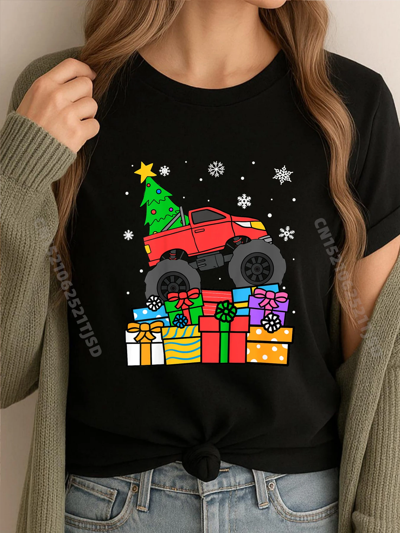 

Детский Monster Truck Рождественская елка Снежинки Одежда для малышей Женская одежда Дизайн мужской одежды