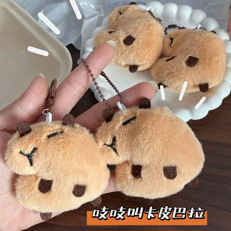 Niedliches weiches Plüschtier, Capybara-Plüschtier, Quietschspielzeug, Cartoon-Taschenanhänger, Schlüsselanhänger, Rucksack, Auto, Tasche, Schlüsselanhänger