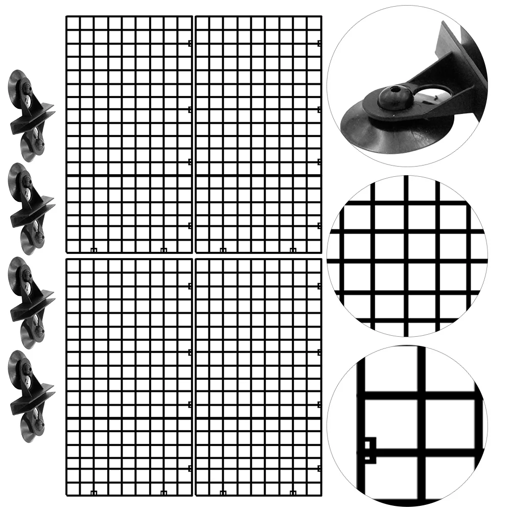 

4pcs Aquarium Isolation Panel Splicable Lattice Plate 30X15Cm Black With Suction Cups Fish Tank Divider For Breeding Separation