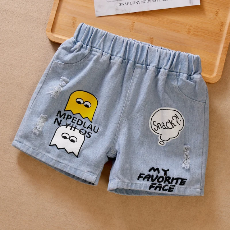 

Fashion Girls Boys Blue Denim Shorts for Children's Clothing 2025 New Baby Teens Kids Solid Color Short Jeans Pants wholesale