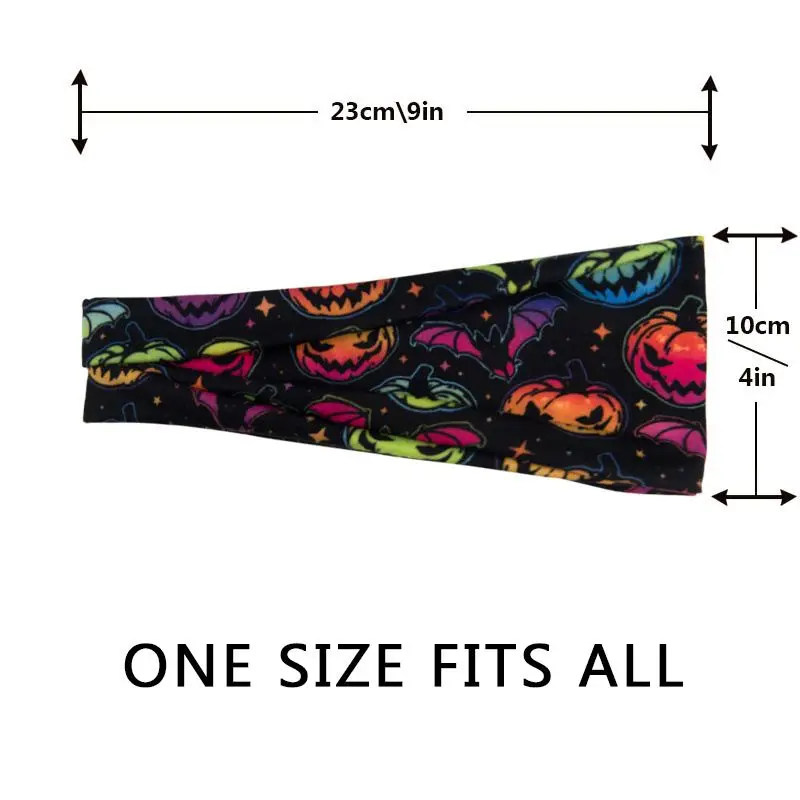 Halloween Pumpkin,Skeleton Spooky ,Bat Skull Headbands ,Soft Elastic Hair Bands, Running Cycling Hiking Yoga sport Headband