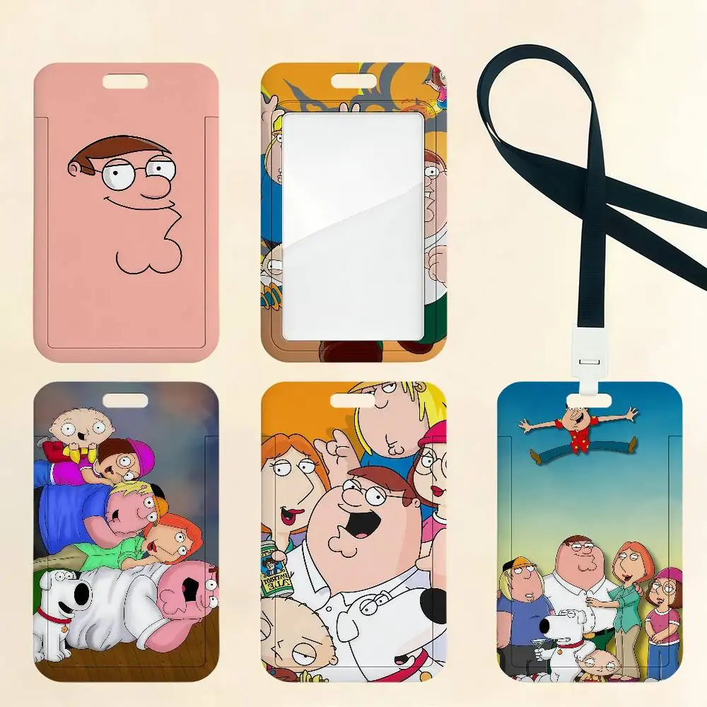 Cartoon Family G-Guy Card Holder Corporate Business Work Badge Holders Uisex Credit Bus Daily Commute ID Case