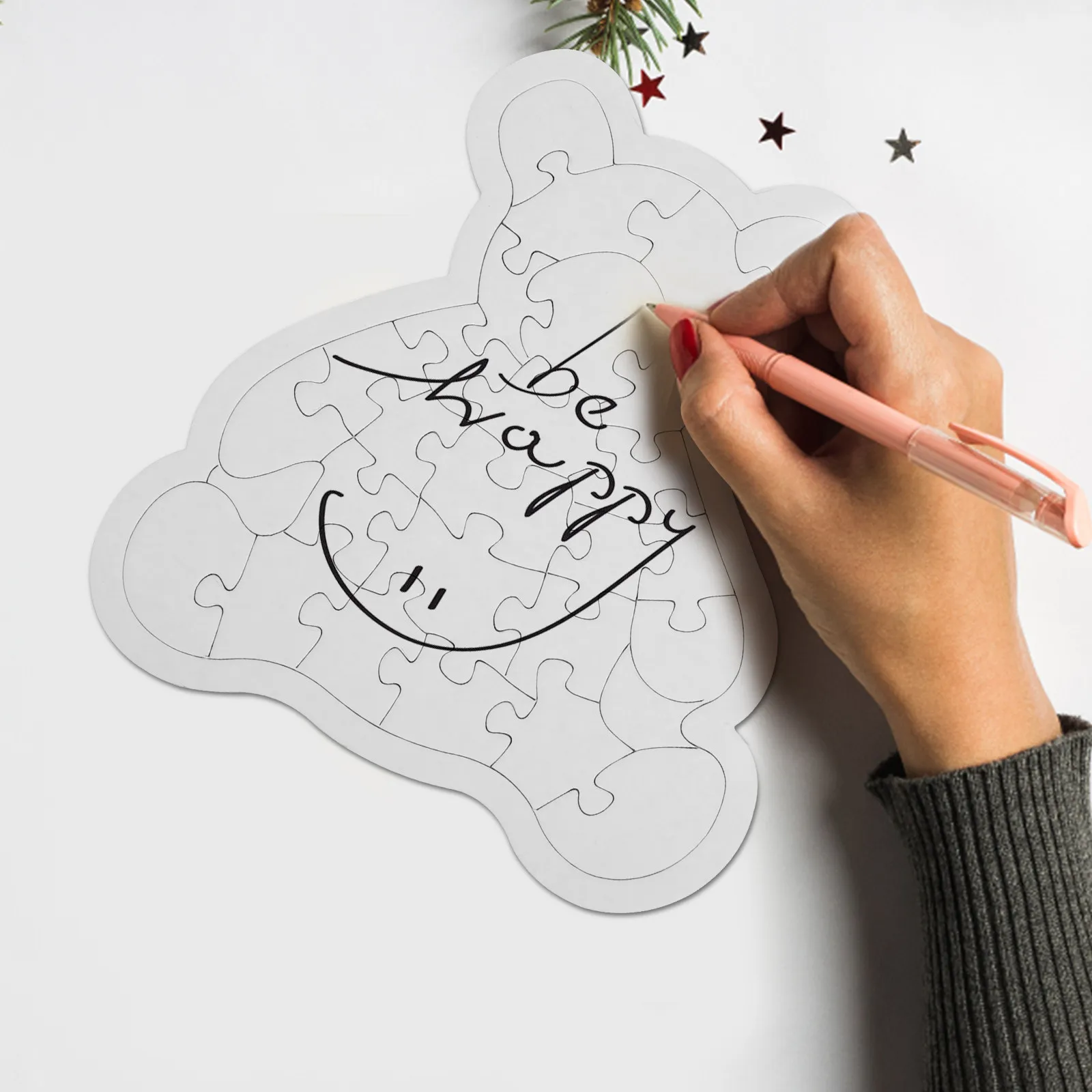 

5Pcs Coloring Puzzles DIY Blank Paper Puzzle Pieces for Drawing Painting Craft Projects Develop Imagination Hand Eye