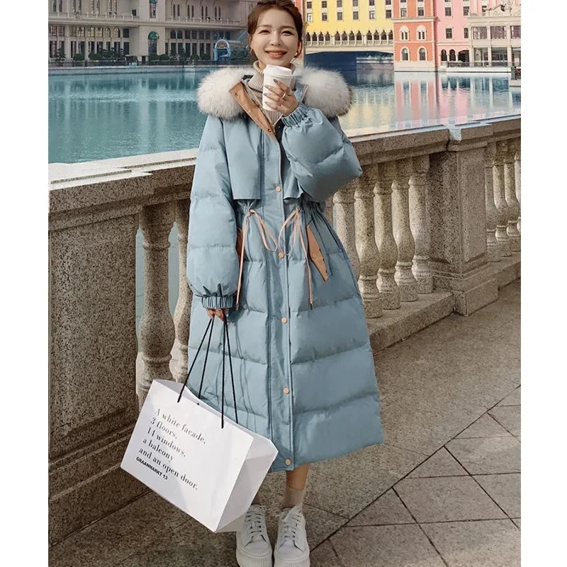 

Winter Jacket Womens 2023 New Down Cotton Coat Fur Collar Hooded Parkas Large Size Long Padded Warm Thicken Female Outerwear