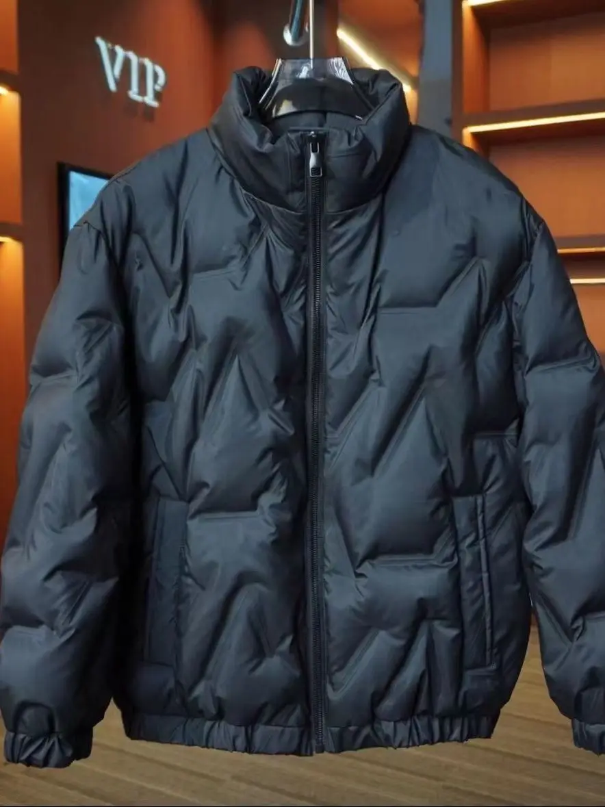 

Мужская куртка на пуху, зимняя теплая верхняя одежда с воротником-стойкой, однотонная, универсальная, повседневная, с воротником-стойкой