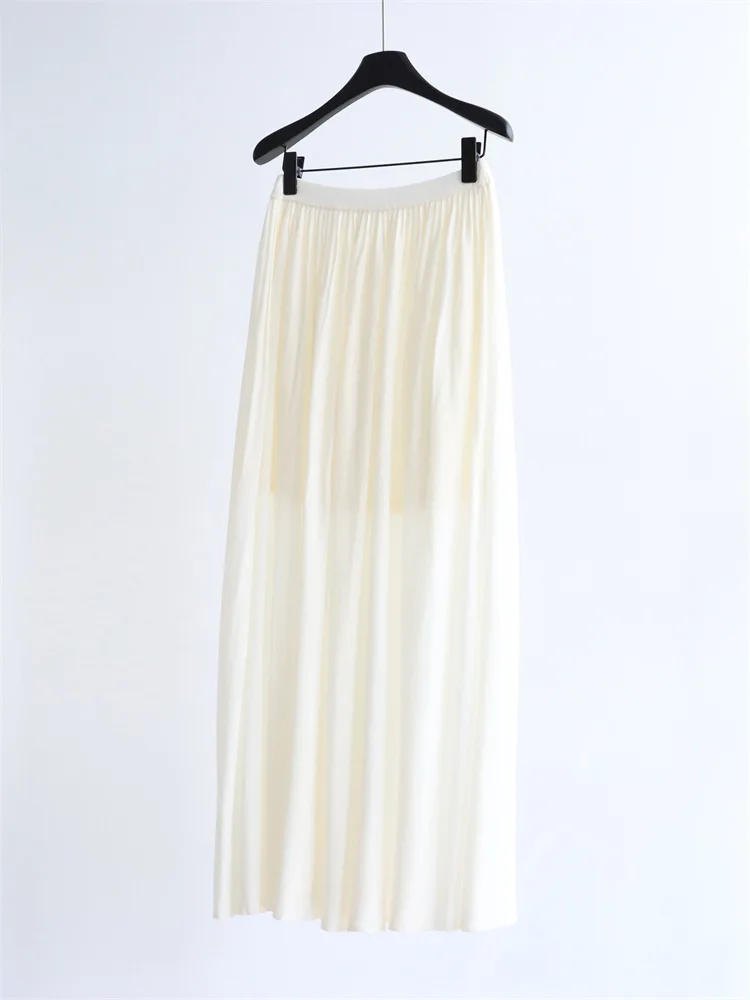 

​ ​ 2025 женская льняная юбка-миди со складками ручной работы, легкая эластичная удобная весенняя юбка трапециевидной формы ​ ​