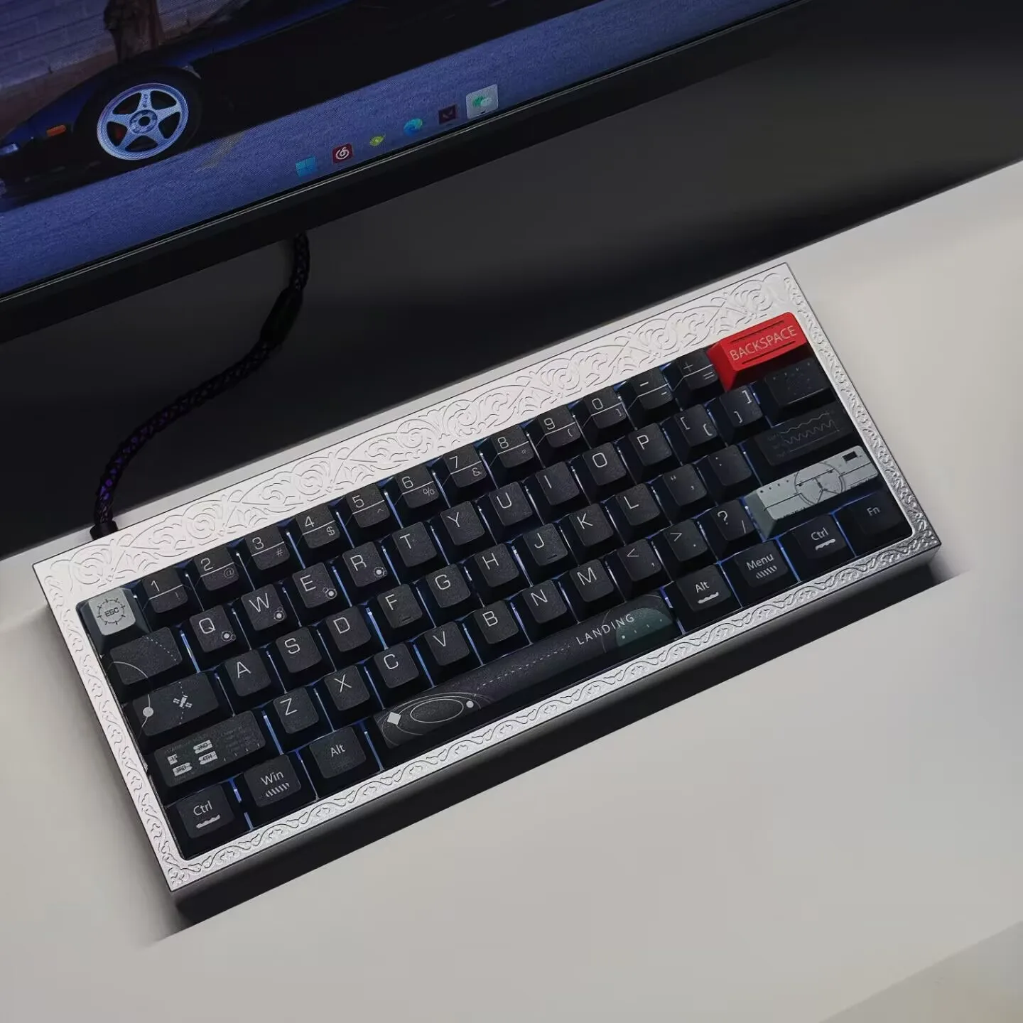 

Оригинальные высокосублимированные колпачки для клавиш «Space Station», колпачки для клавиш из ПБТ, колпачки для механической клавиатуры