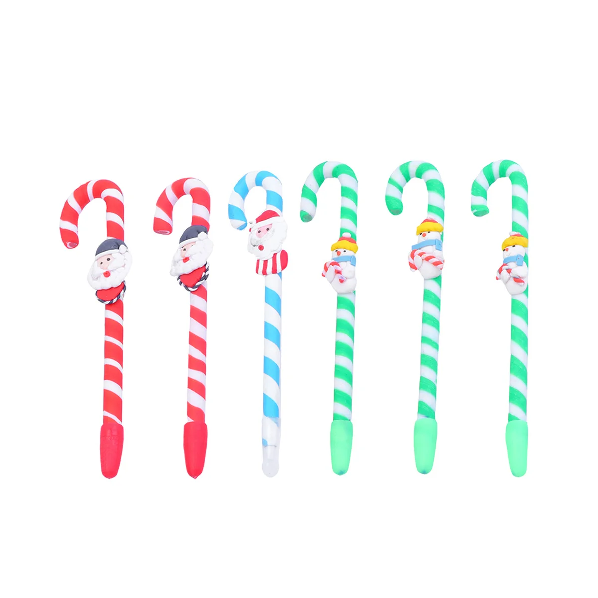 

6Pcs Christmas Writing Pens Crutch Inspired Creative Gel Ink Smooth Flow Festive Stationery for Classmates Gift Idea