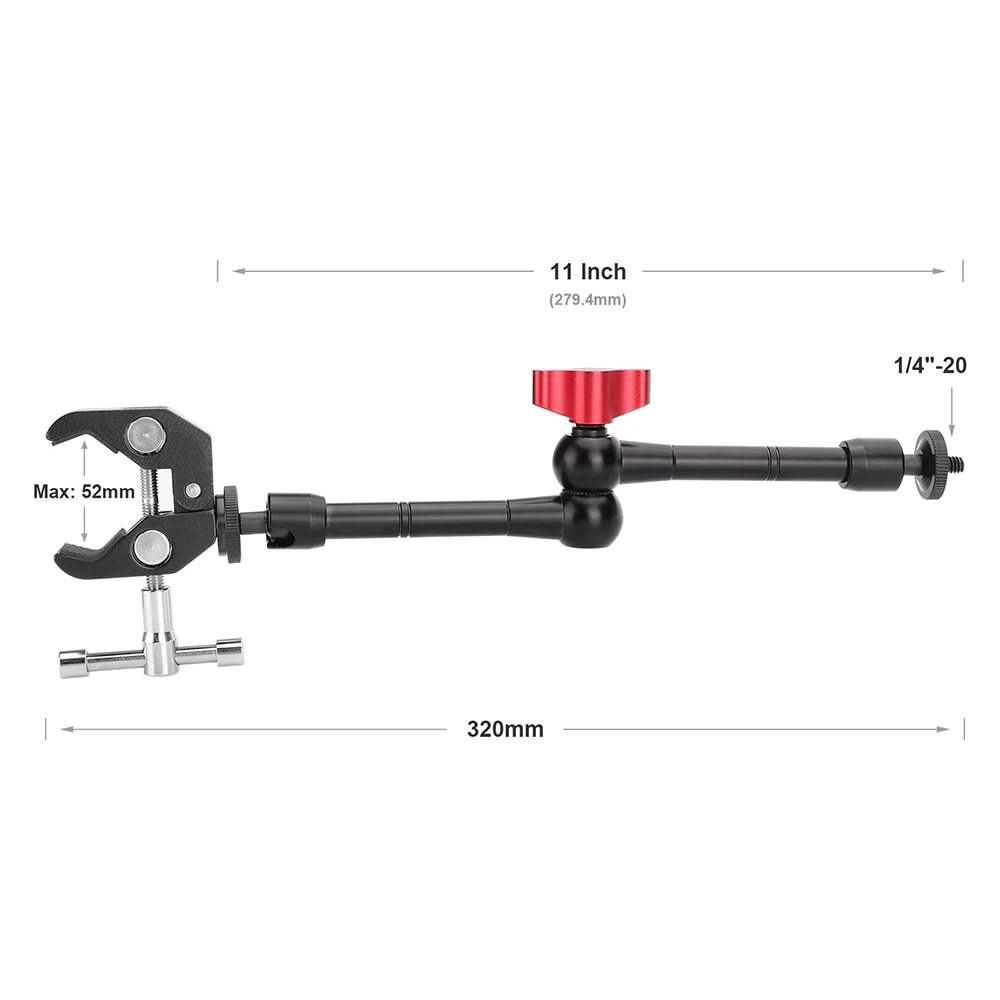 Kimrig 7 "11" inch 360 artikulieren der magischer Arm 1/4 Mount Super Clamp Krabben zange Clip für LED-Licht LCD-Monitor Blitzlicht – Detail 3