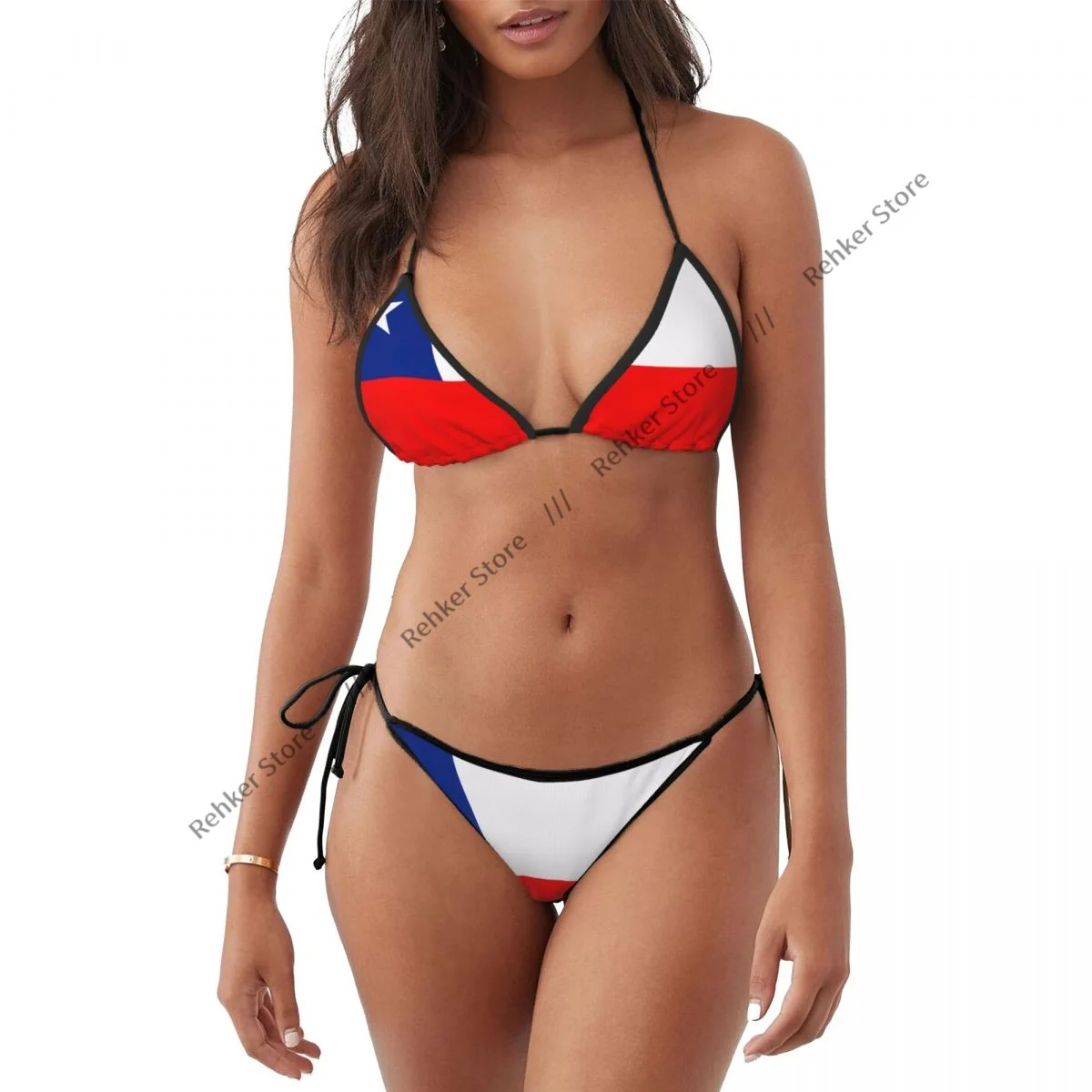 Woman Swimsuit Sexy Bikini Set Swimwear Chile Flag Two Piece Bathing Suit