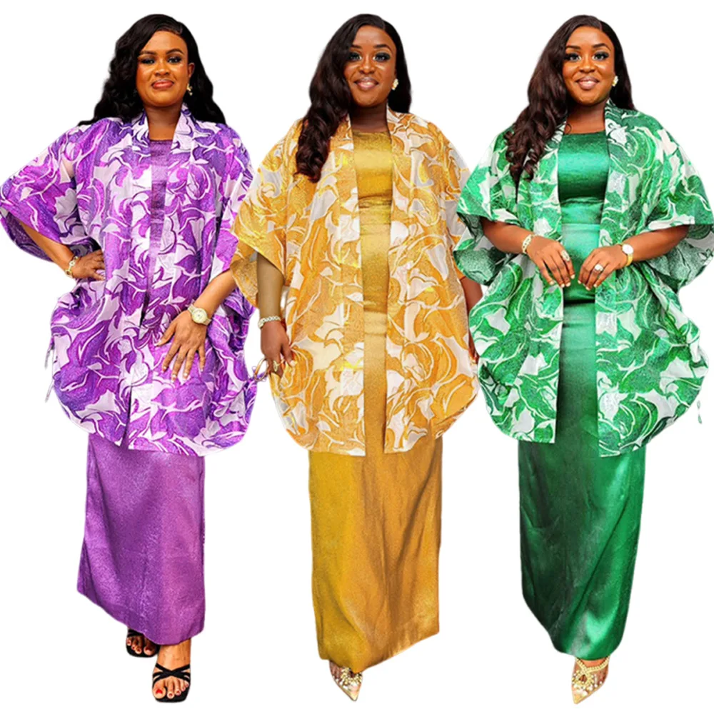 ملابس أفريقية مقاس كبير للنساء 2025 رداء Dashiki أنقرة الأفريقي فساتين حفلات الزفاف مع معطف ملابس أفريقيا