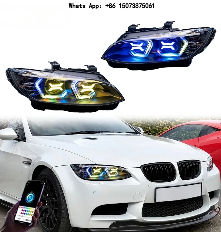 B-M-W 3 Series E92 E93 2006 2010 Headlights OSS Style RGB Unique LED DRL Plug and Play Custom Upgrade Headlamp
