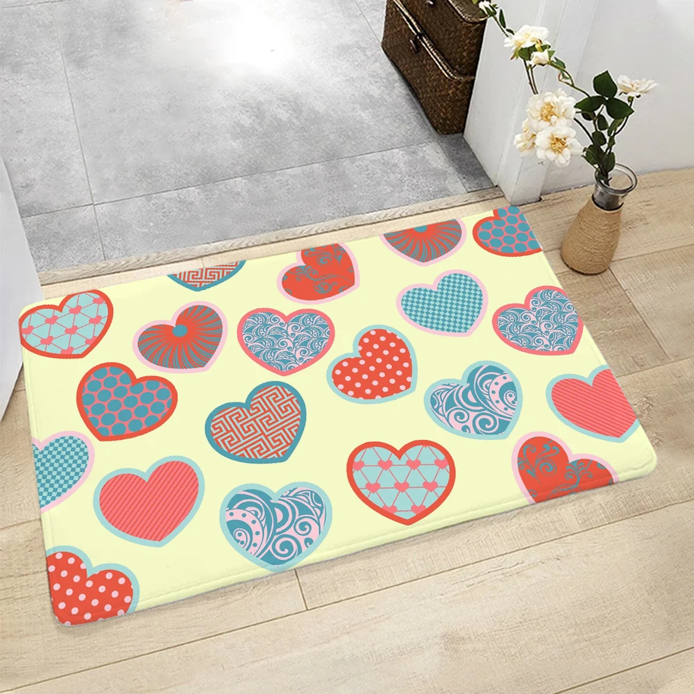 CLOOCL Love Print Doormat for Bedroom Kitchen Bathroom Floor Mats Happy Valentine's Day Home Decor Fashion Rugs Gifts