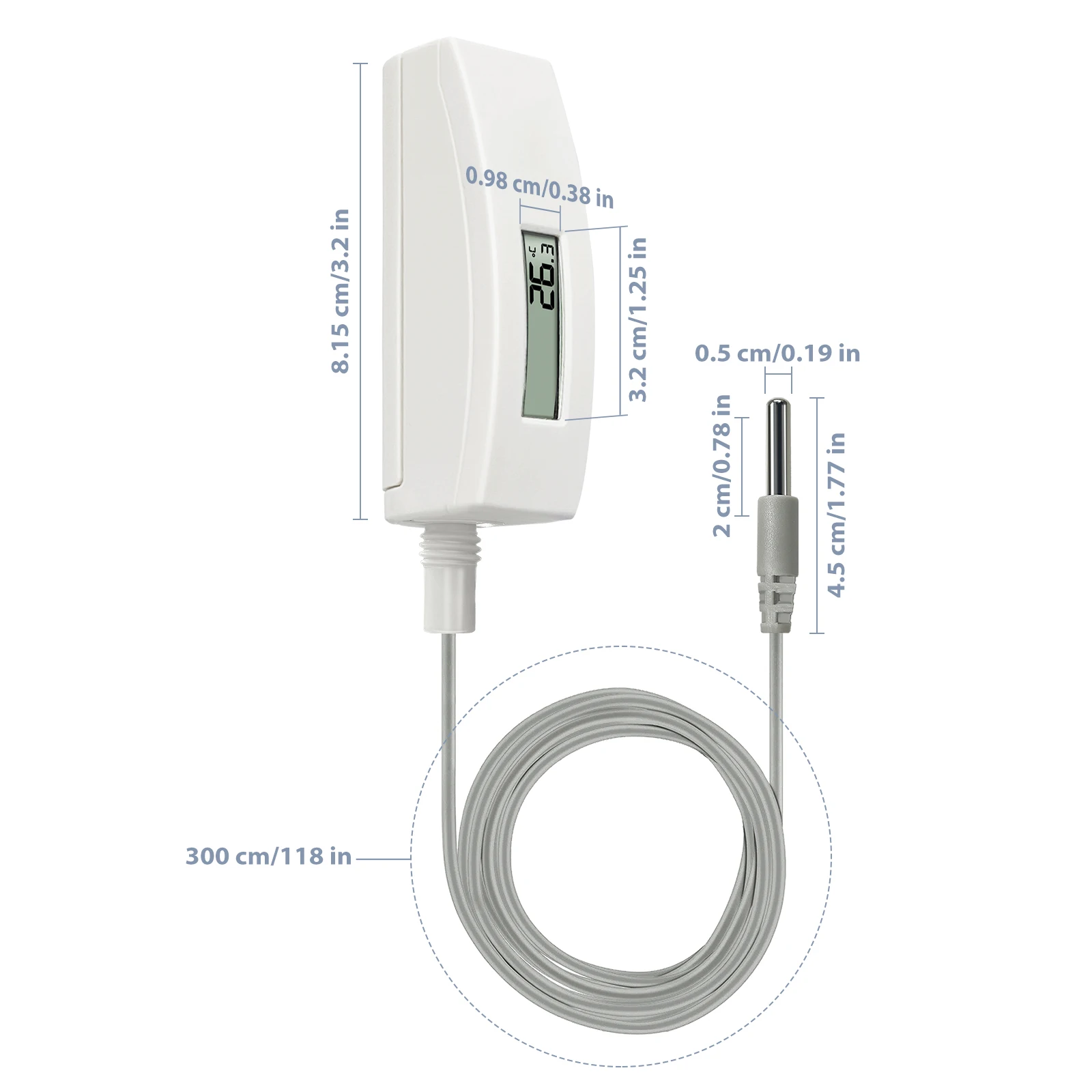 Ecowitt WN34L digitální kaluž teploměr s LCD displej, vodotěsný voda teplota senzor, lehko na namontovat, 10ft kabel senzor