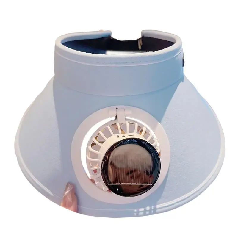 Wide Brim Solar Powered Fan Sun Hat Long Lasting Cooling Breathable UV Protection Visor for Summer Outdoor Activities