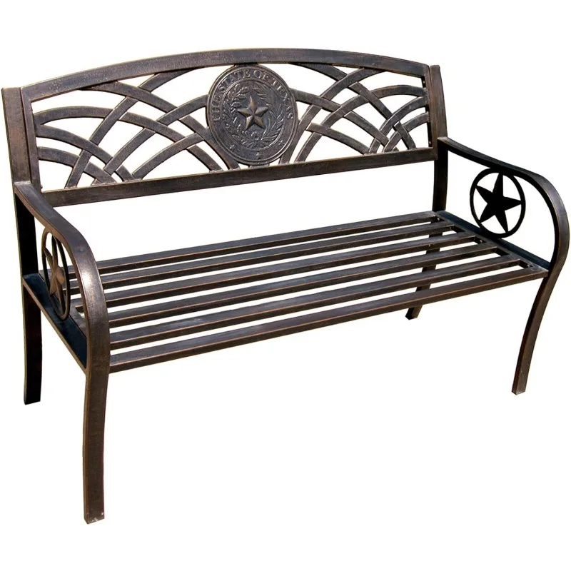 TX 93545 Texas State Seal Metal Bench