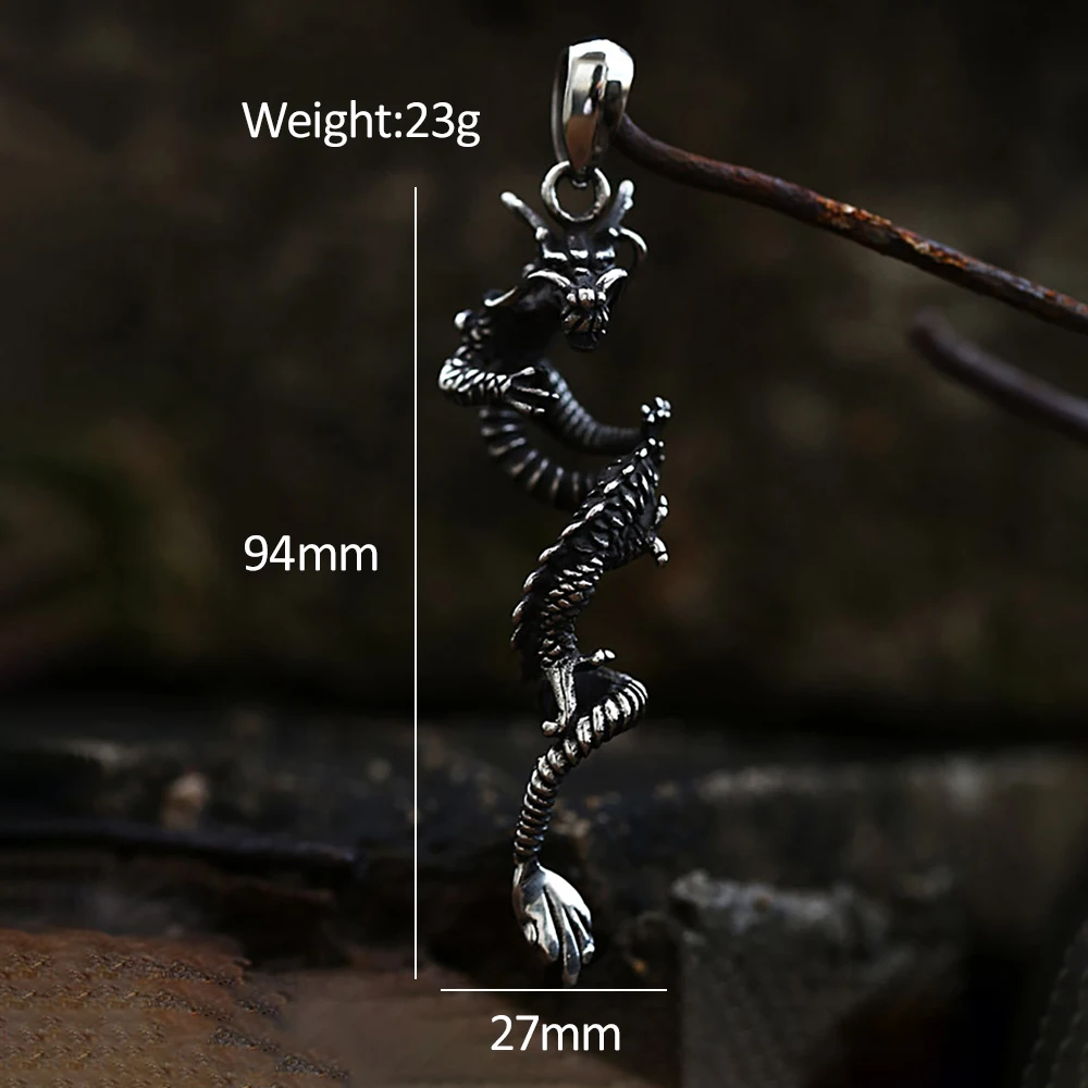 Vintage 316L Stainless Steel Dragon Sword Pendant Necklace For Men Women Punk Biker Domineering Amulet Jewelry Gift Dropshipping