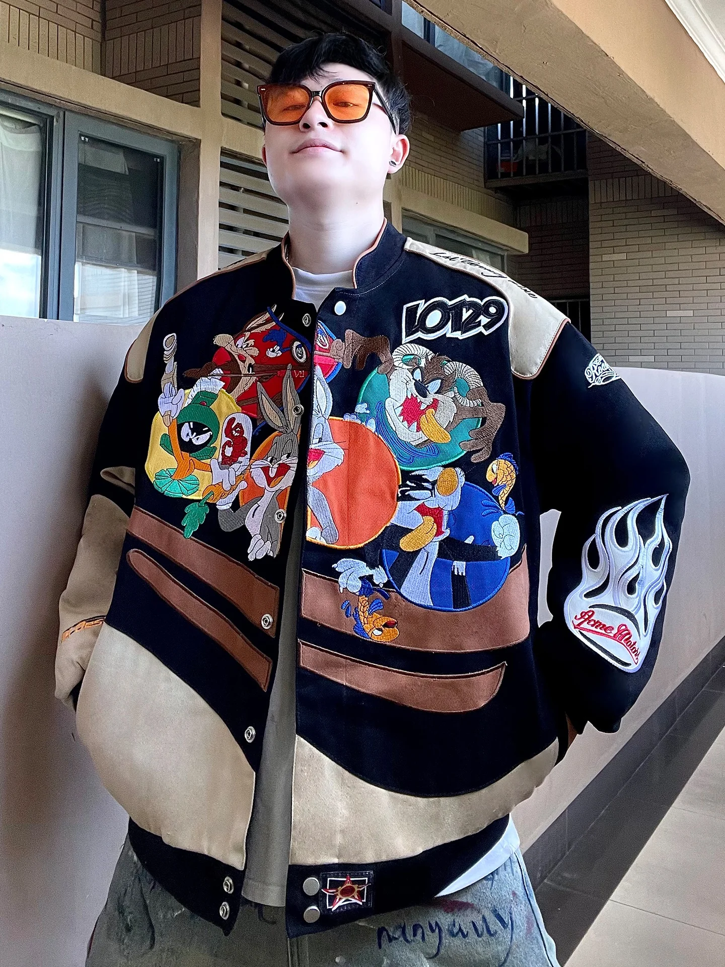 

Утепленная бейсбольная куртка-бомбер с вышивкой Rabbit Eights для мужчин и женщин, свободного кроя, с хлопковой подкладкой