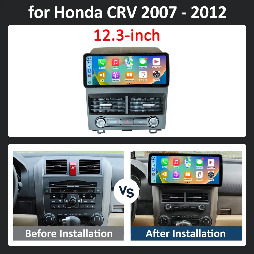 بلوتوث 4G نافي نظام تحديد المواقع لهوندا CRV 2007 - 2012 أندرويد 14 سيارة الوسائط المتعددة راديو مشغل فيديو شاشة رقيقة جدا اللاسلكية Carplay