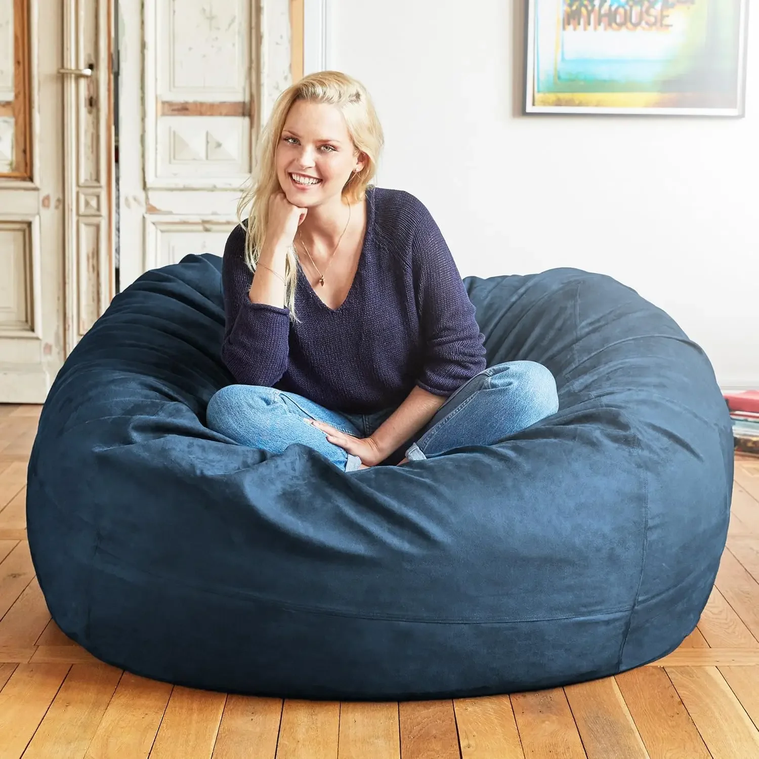 4ft Bean Bag Chair with Microsuede Cover - Ultra Soft, Foam Filling, Washable Medium Bean Bag Sofa for Kids