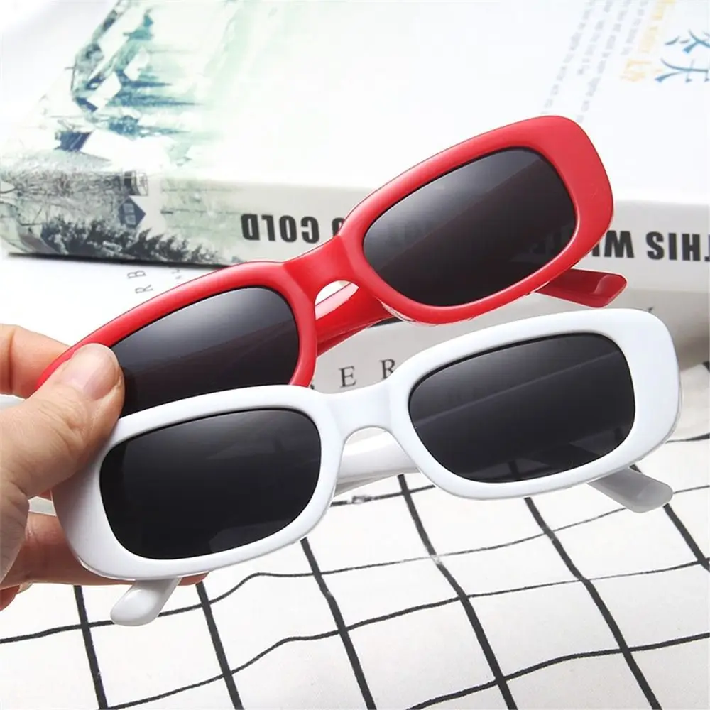 Trendy Narrow Square Frame Y2K Sun Glasses Candy Color UV400 Protection Rectangle Sunglasses Black Shades for Women Men