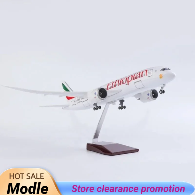 New 1/130 Scale 43CM Airplane 787 B787 Dreamliner Aircraft Ethiopian Airlines Model Light Wheel Diecast Resin Plane