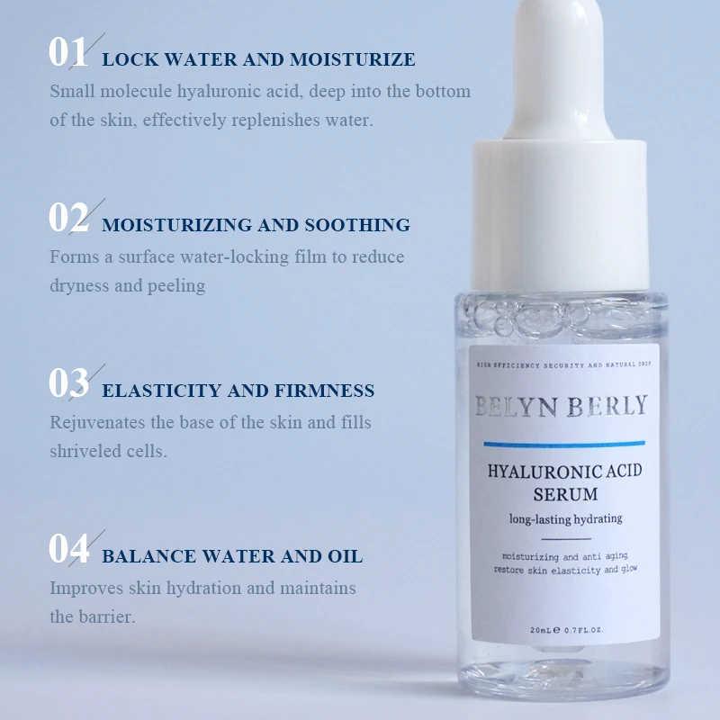 BELYN BERLY Hyaluronic Acid Serum for Face 20mL Moisturizing Hydrating HA Facial Serum Skin Care Products