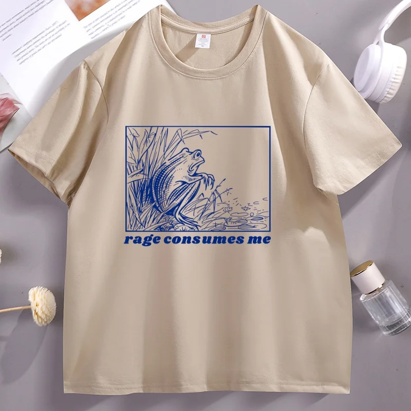 

Rage Consumes Me T Shirt Funny Frog T-shirt Meme Weird Tshirt Trendy Graphic T Shirts Men Women Cotton Short Sleeve Round Neck