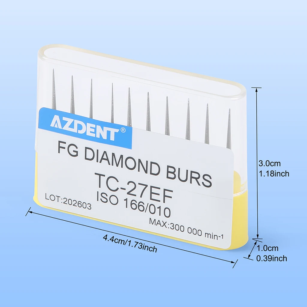 10 Stück/Box AZDENT Dental Diamant-FG-Bohrer für Hochgeschwindigkeits-Handstücke, Zahnpolitur, Zahnaufhellung, TC-27EF, Durchmesser 1,6 mm, Zahnarztwerkzeug – Detail 7