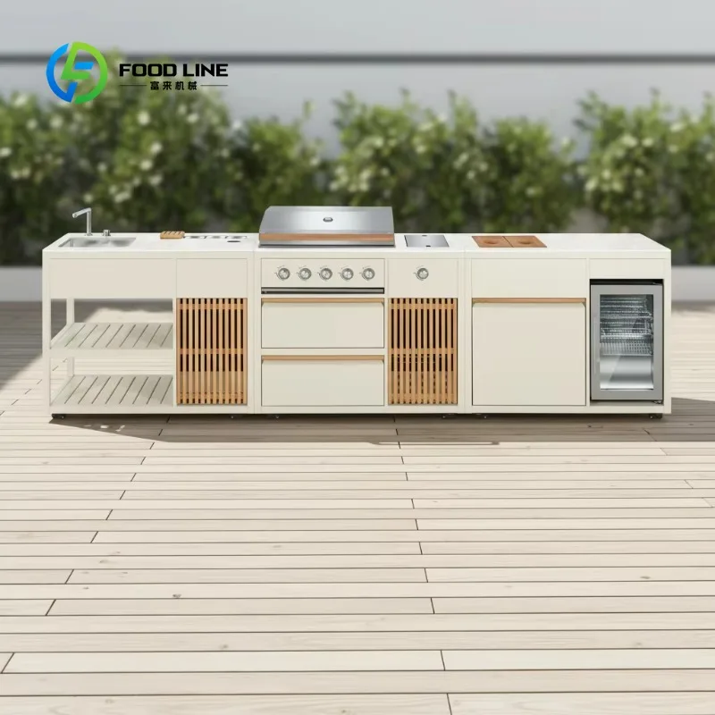 Customized Commercial Outdoor Stainless Steel BBQ Grill Embedded Freestanding Easily Assembled for Villa Courtyard Garden Patio