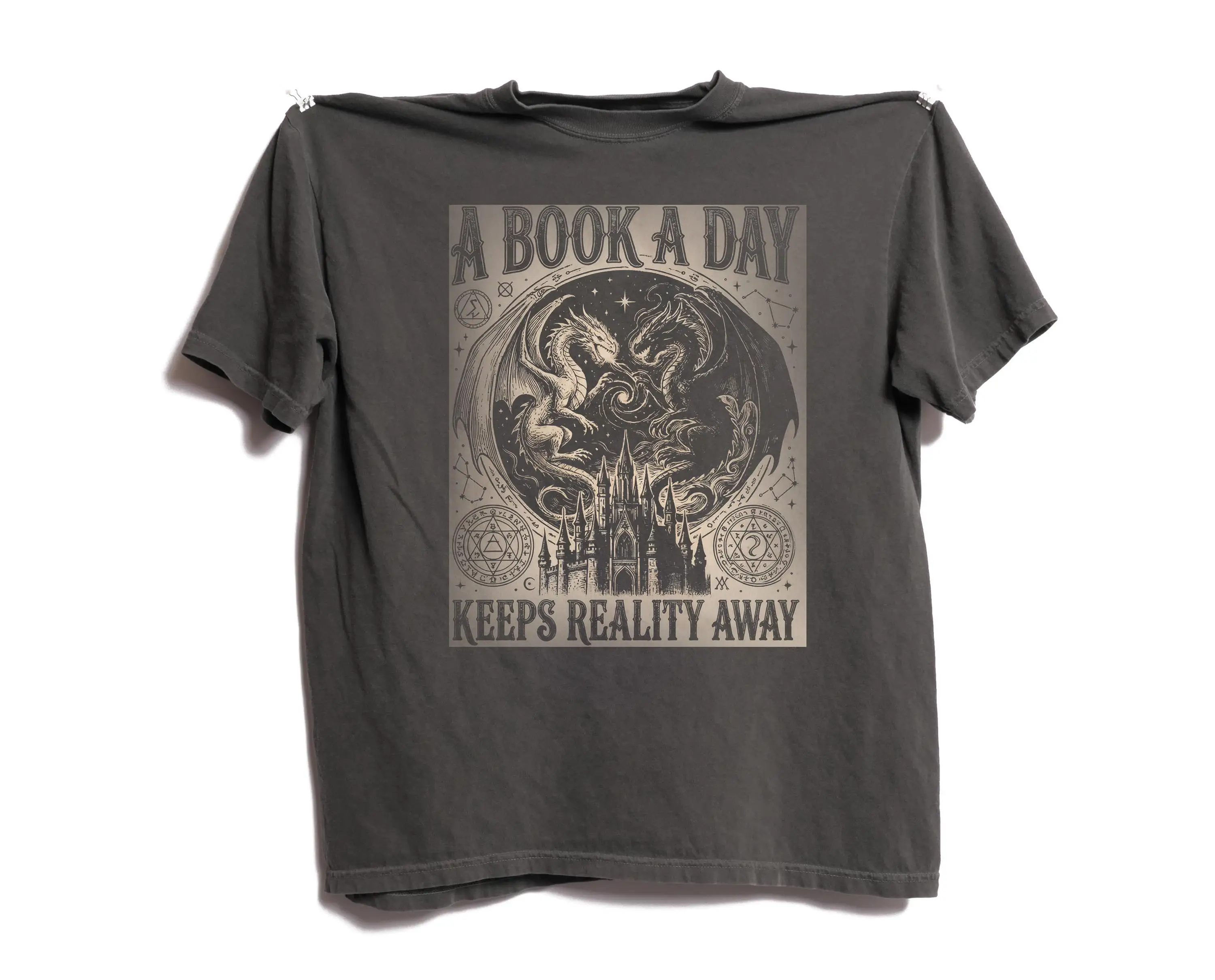 

Plus Size Summer Women's Vintage Dragon Castle Graphic T-Shirt Cotton Breathable Stylish Versatile Street Style Oversized